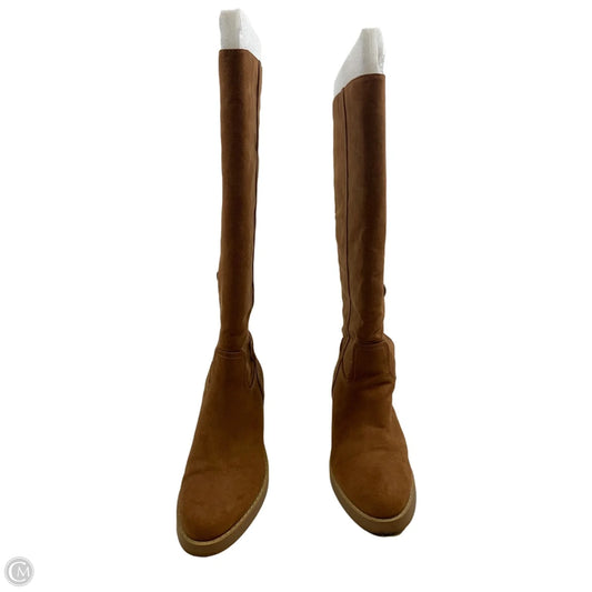 Boots Knee Heels By Loft In Tan, Size: 9