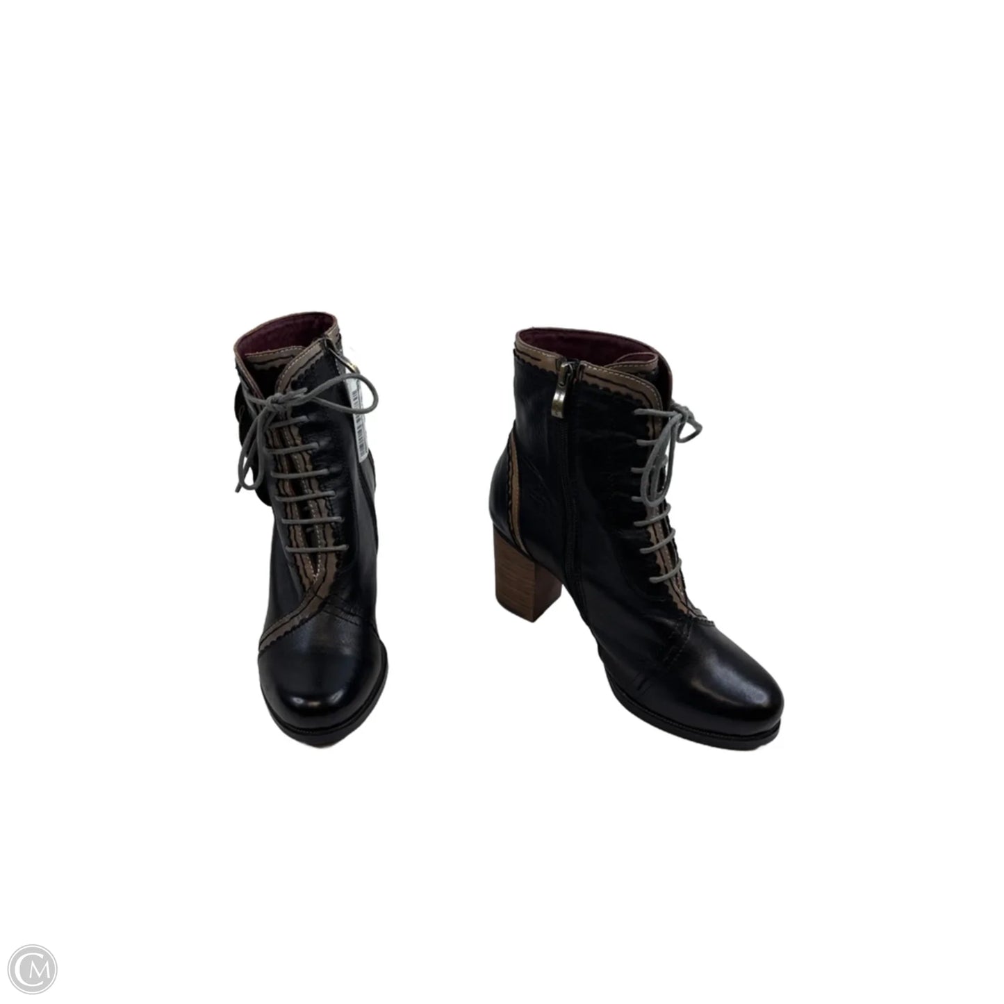 Boots Mid-calf Heels By Clothes Mentor In Black & Tan, Size: 7.5