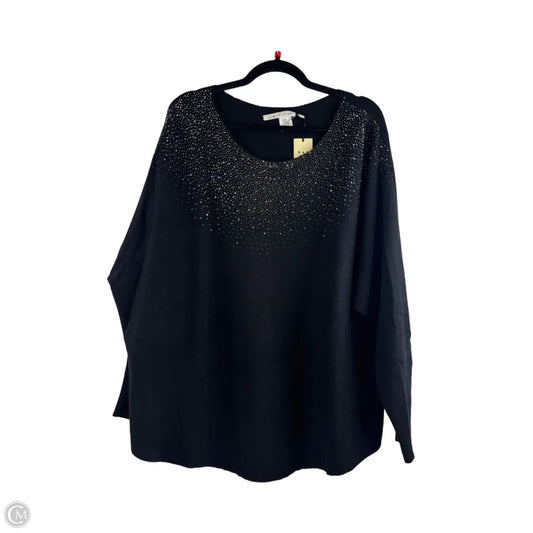 Top Long Sleeve By Max Studio In Black & Silver, Size: 2x