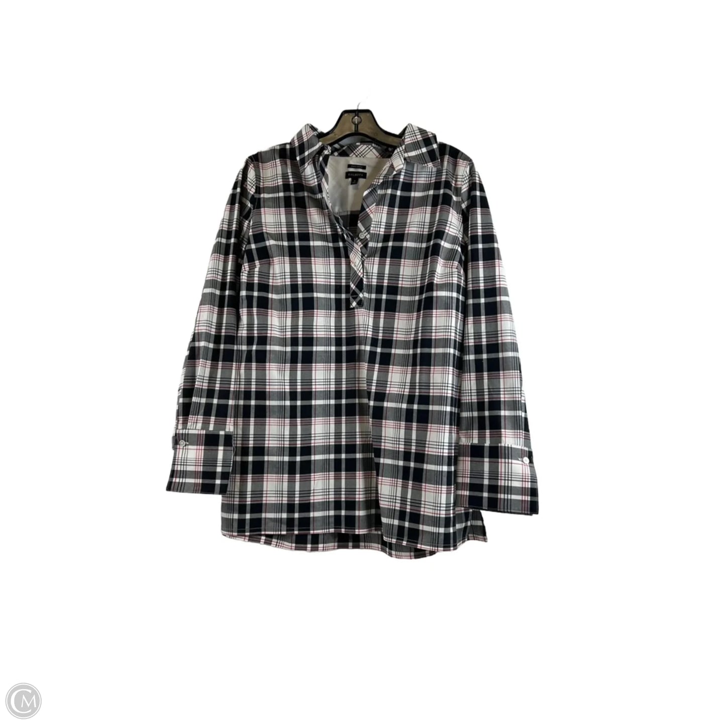 Top Long Sleeve By Talbots In Plaid Pattern, Size: M