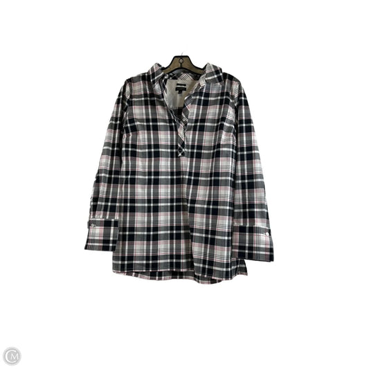 Top Long Sleeve By Talbots In Plaid Pattern, Size: M
