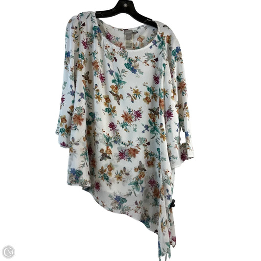 Top 3/4 Sleeve By Chicos In Floral Print, Size: Xl