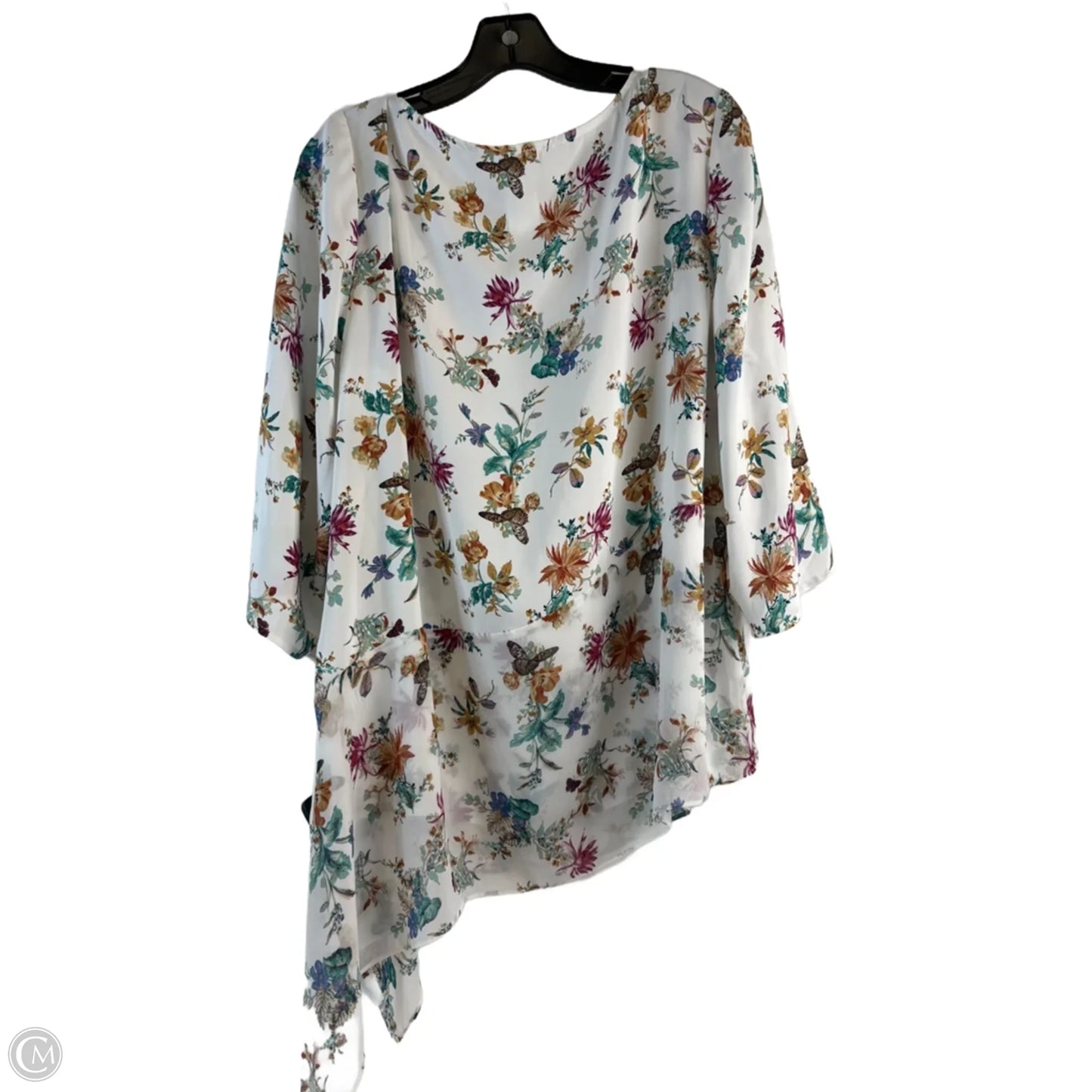Top 3/4 Sleeve By Chicos In Floral Print, Size: Xl