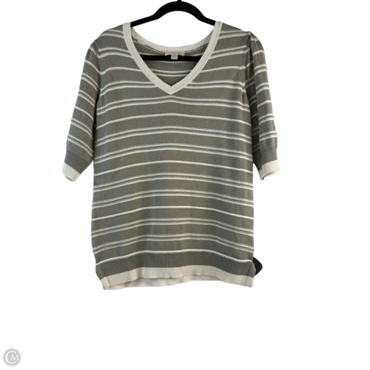 Top Short Sleeve By Belle By Kim Gravel In Green & Tan, Size: S
