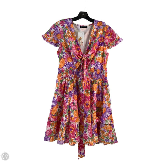 Dress Casual Midi By Clothes Mentor In Orange & Purple, Size: L