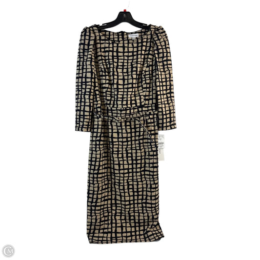 Dress Casual Midi By Calvin Klein In Black & Tan, Size: L