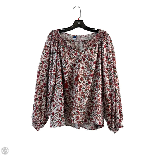Top Long Sleeve By Old Navy In Orange & White, Size: L
