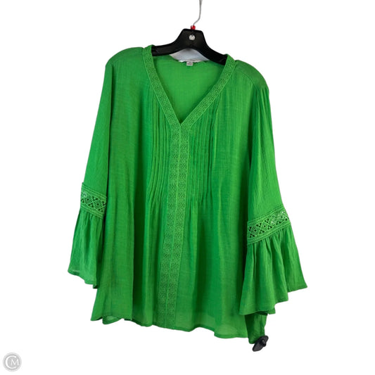 Top Long Sleeve Basic By Counterparts In Green, Size: 1x