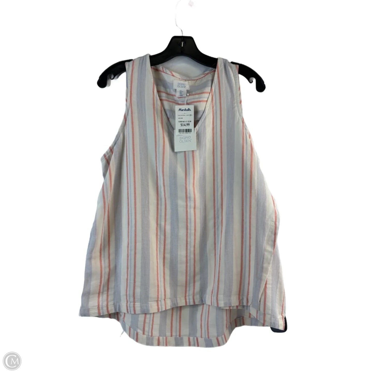 Top Sleeveless By Sigrid Olsen In Striped Pattern, Size: L