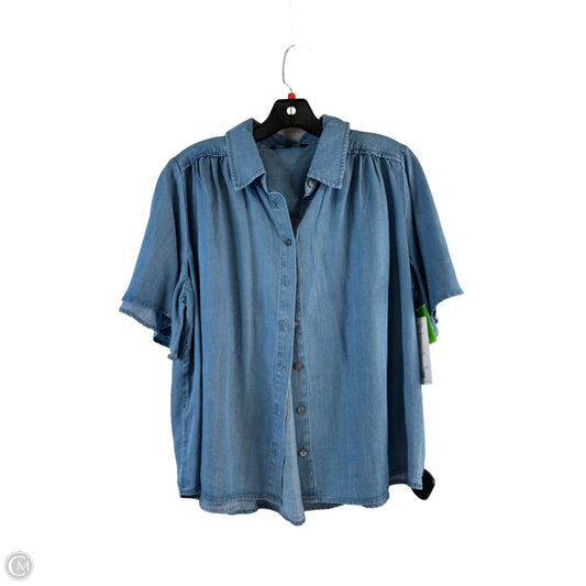 Top Short Sleeve By Liverpool In Blue Denim, Size: M
