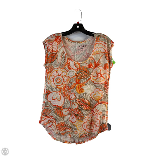 Top Short Sleeve Basic By Loft In Green & Orange, Size: S