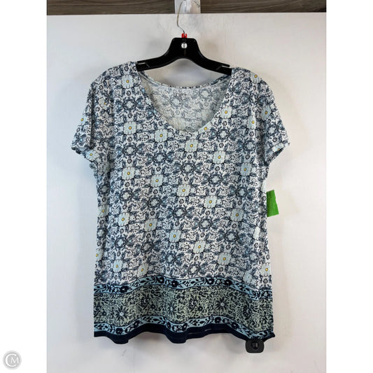 Top Short Sleeve Basic By Loft In Blue & White, Size: M