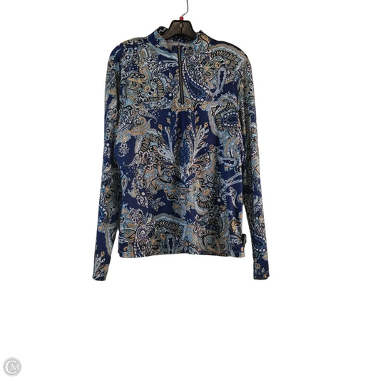 Athletic Top Long Sleeve Collar By Clothes Mentor In Blue & White, Size: Xl