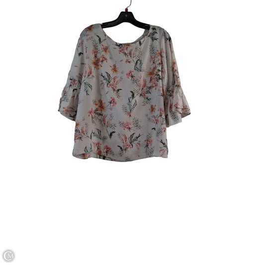 Top 3/4 Sleeve By Clothes Mentor In Orange & White, Size: L