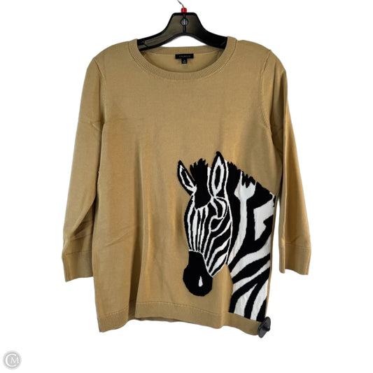 Top 3/4 Sleeve Basic By Talbots In Black & Tan, Size: M