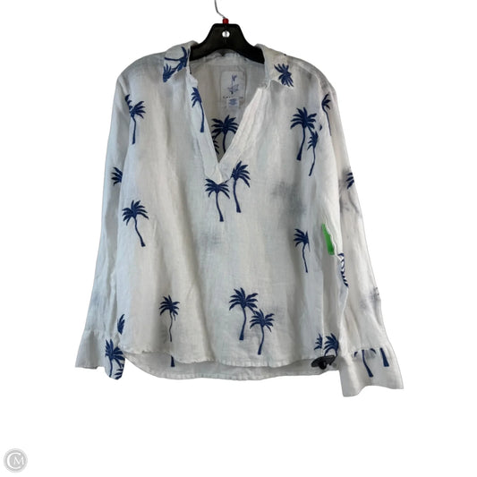 Top Long Sleeve By Calypso St Barth In Blue & White, Size: M