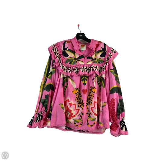 Top Long Sleeve By Farm Rio In Pink & Red, Size: S