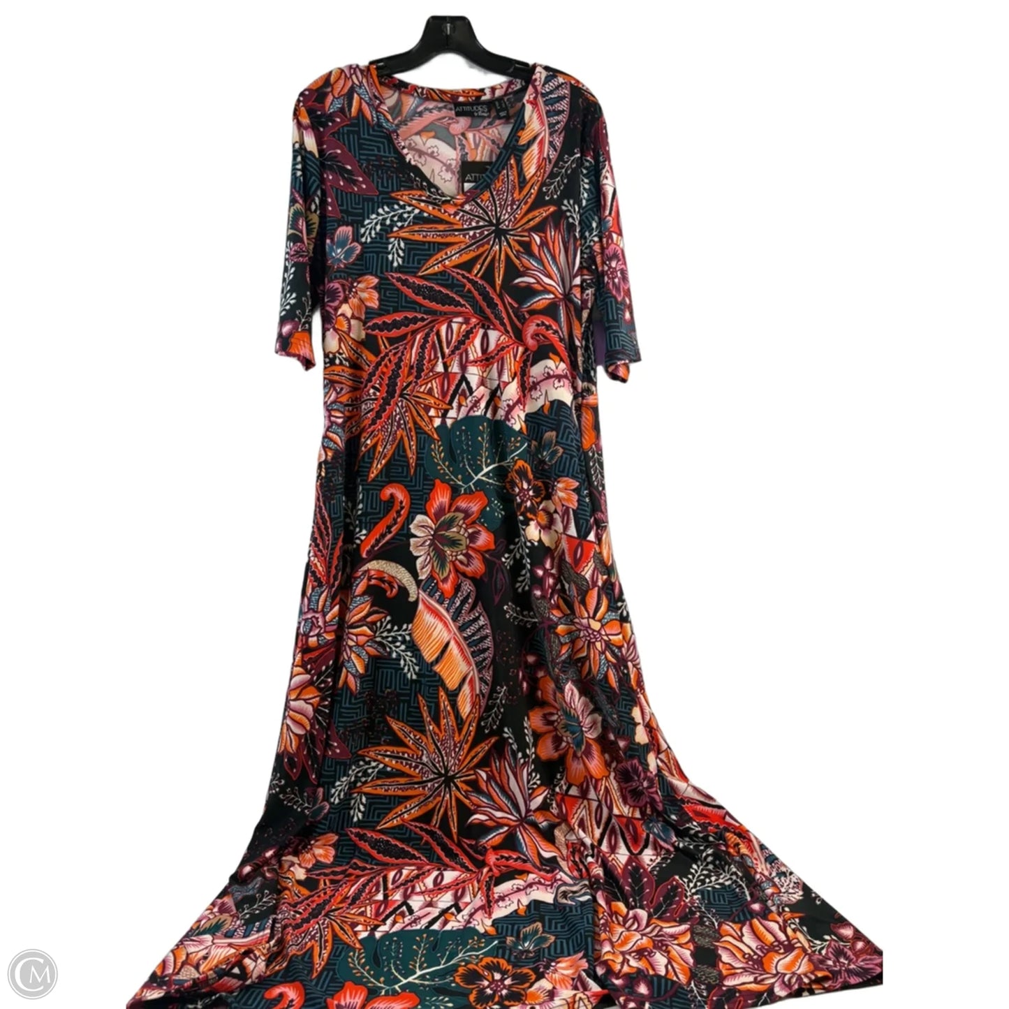 Dress Casual Maxi By Attitude In Black & Orange, Size: L