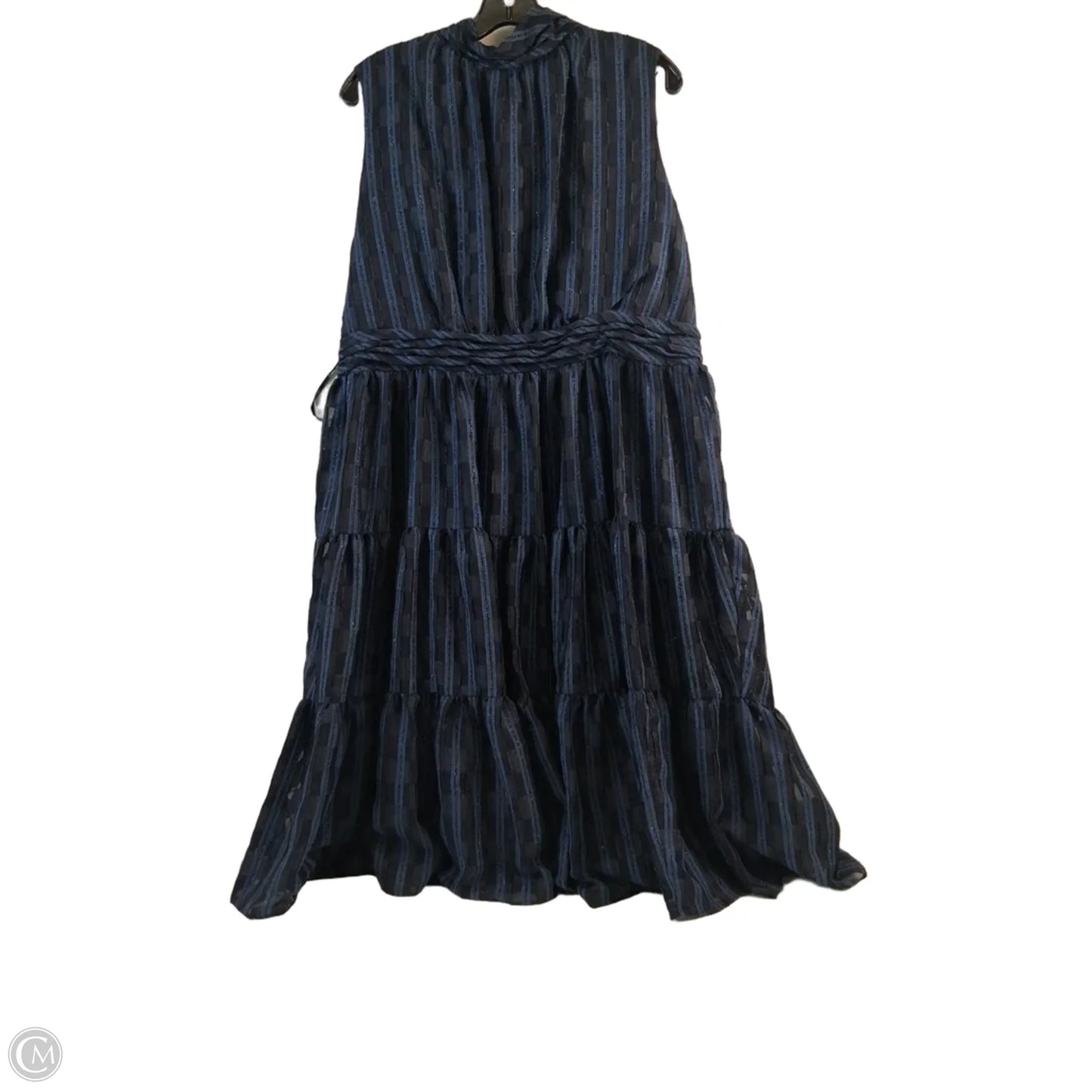 Dress Casual Midi By Calvin Klein In Black & Blue, Size: Xl