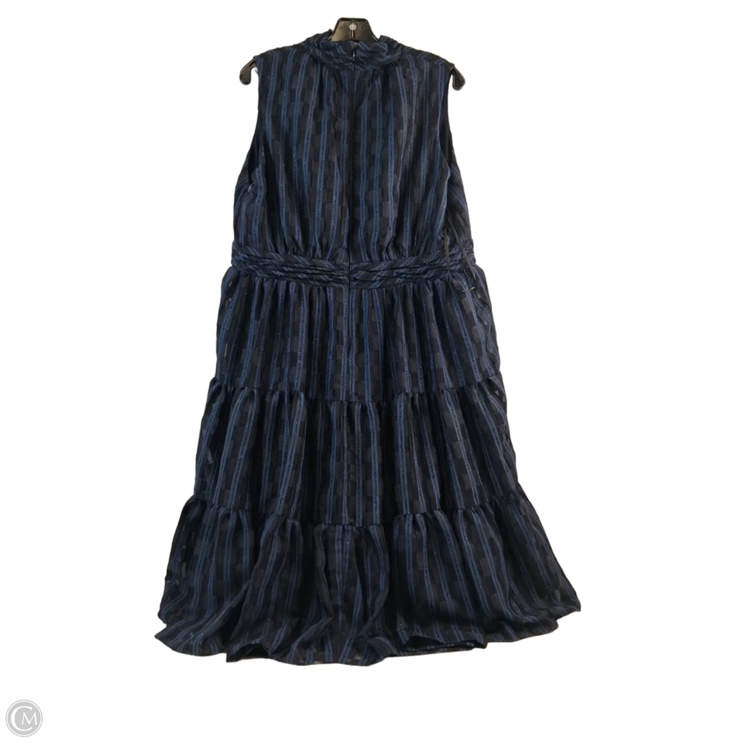 Dress Casual Midi By Calvin Klein In Black & Blue, Size: Xl