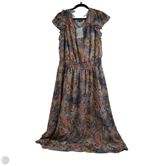 Dress Casual Midi By Msk In Blue & Orange, Size: 1x