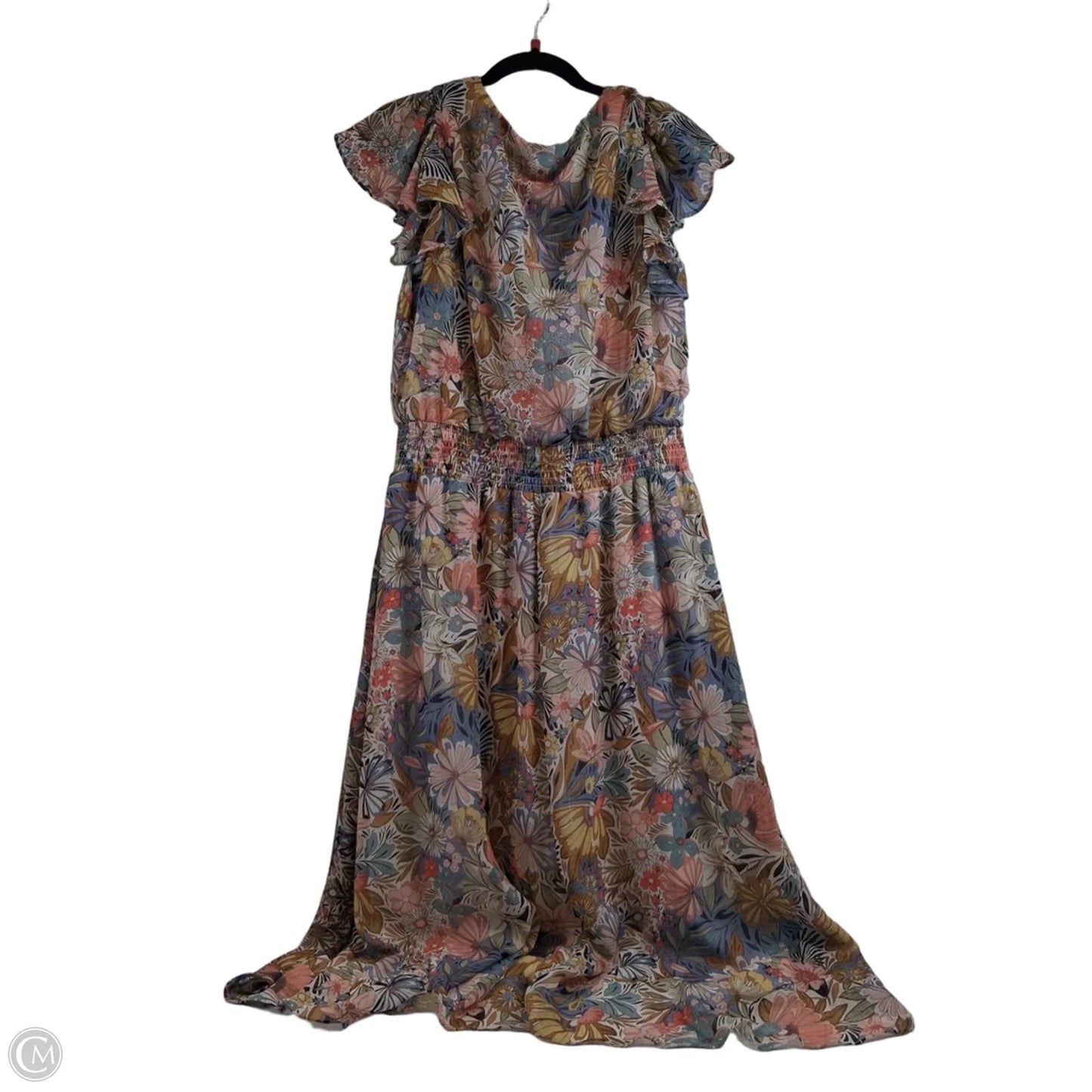 Dress Casual Midi By Msk In Blue & Orange, Size: 1x