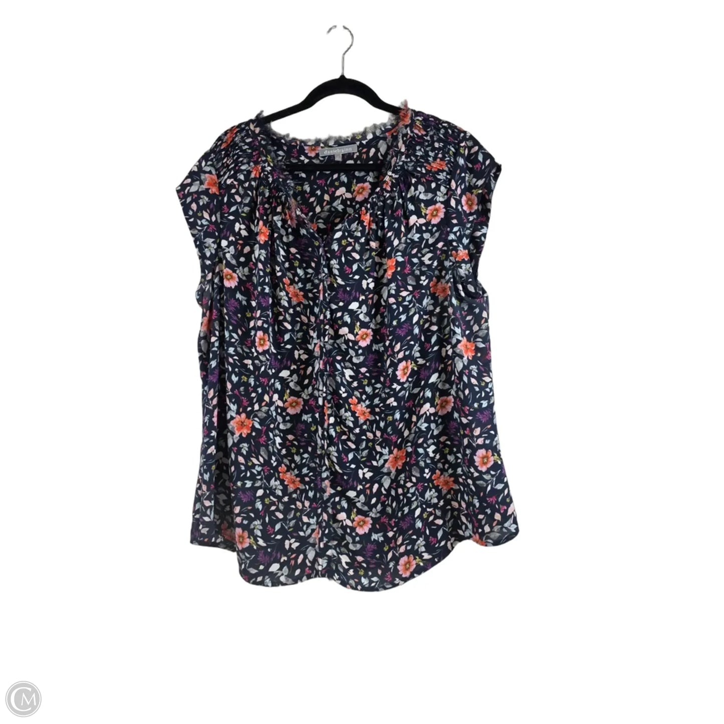 Top Short Sleeve By Daniel Rainn In Blue Denim, Size: 1x