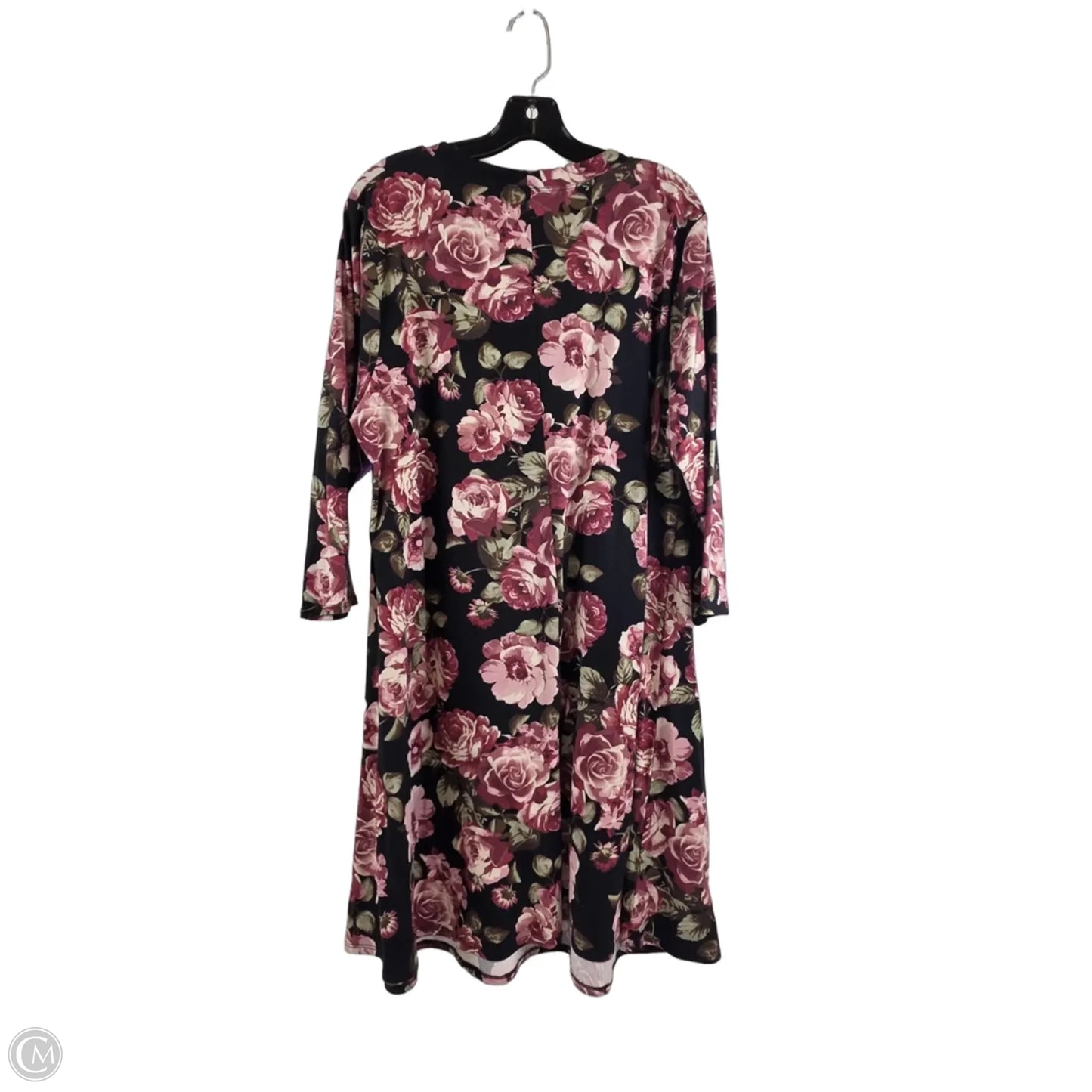 Dress Casual Midi By Fortune & Ivy In Black & Pink, Size: 2x