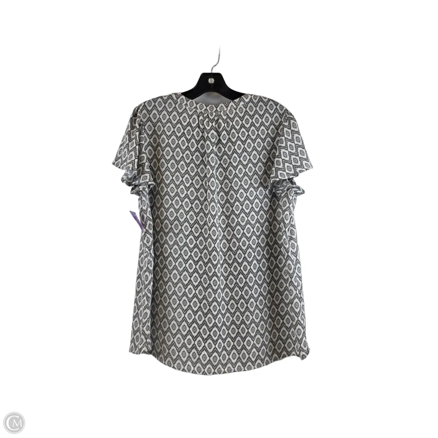 Top Short Sleeve By Maurices In Grey & White, Size: L
