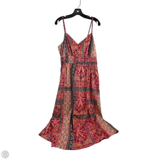 Dress Casual Midi By Old Navy In Orange & Pink, Size: L