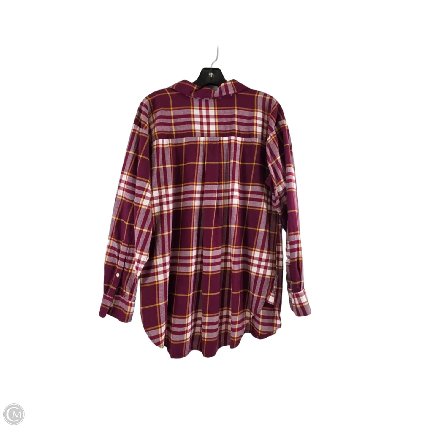 Top Long Sleeve By Loft In Plaid Pattern, Size: M