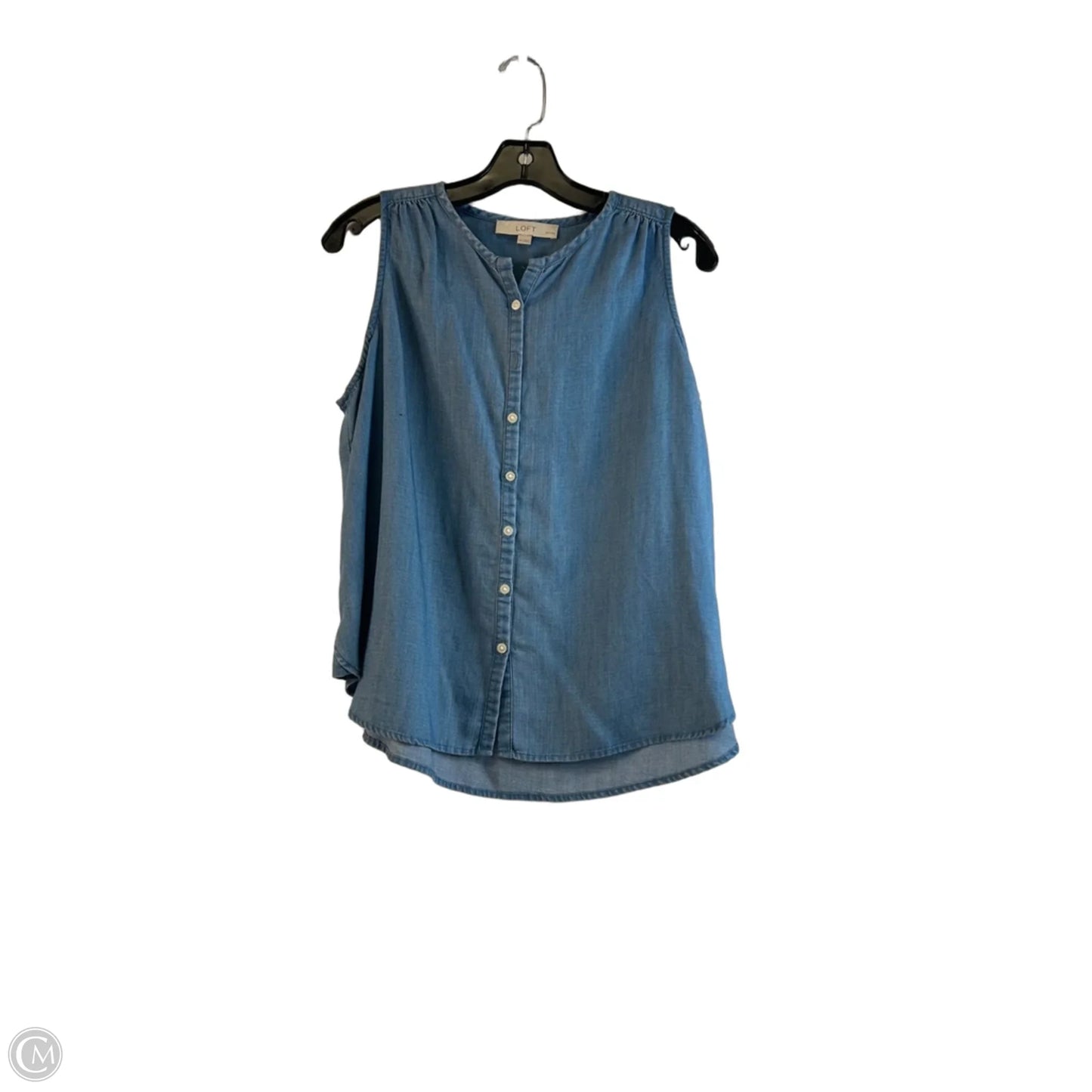 Top Sleeveless By Loft In Blue Denim, Size: Mp