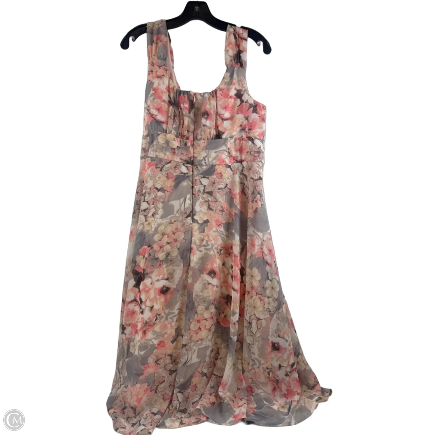 Dress Casual Midi By Dressbarn In Grey & Orange, Size: L