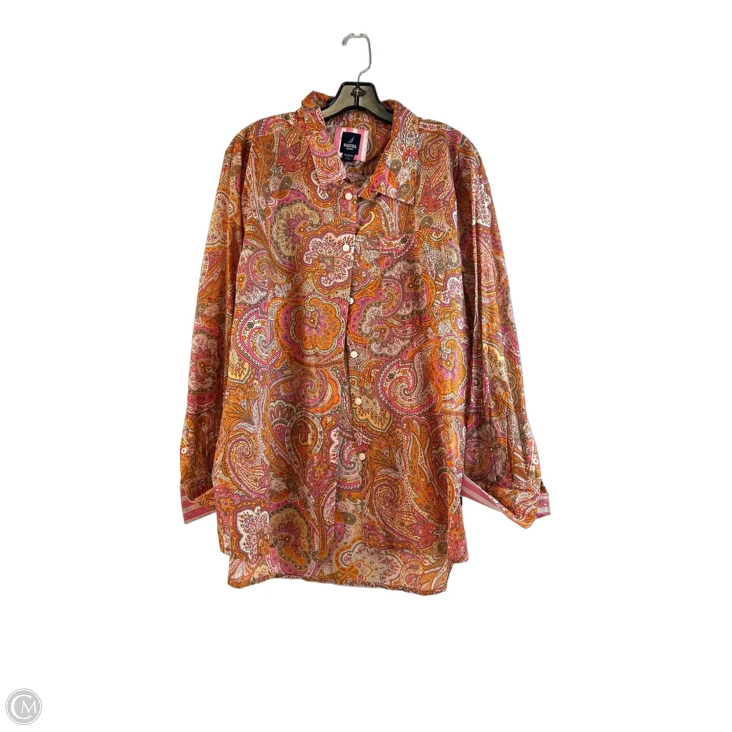 Top Long Sleeve Basic By Nautica In Paisley Print, Size: Xl