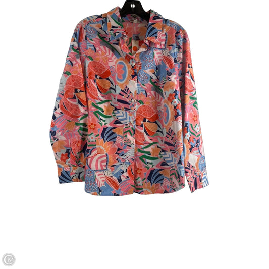 Top Long Sleeve By Talbots In Blue & Orange, Size: Mp