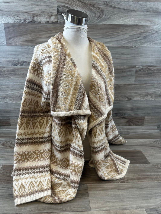 Sweater Cardigan By Clothes Mentor In Tan & White, Size: M