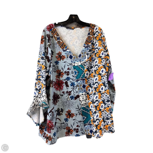 Top 3/4 Sleeve By Clothes Mentor In Blue & Orange, Size: 1x
