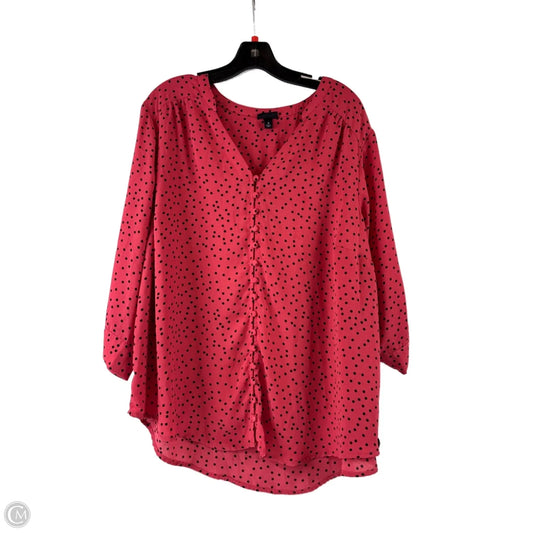 Top 3/4 Sleeve By Torrid In Polkadot Pattern, Size: 2x