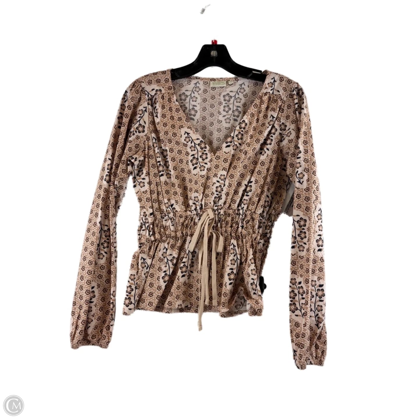Top Long Sleeve By Spartina In Brown & Cream, Size: S