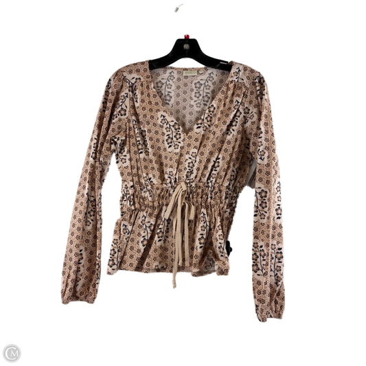 Top Long Sleeve By Spartina In Brown & Cream, Size: S