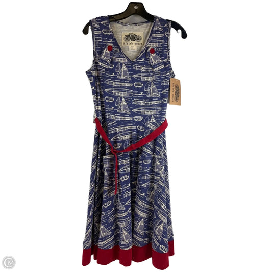 Dress Casual Midi By Clothes Mentor In Blue & White, Size: M