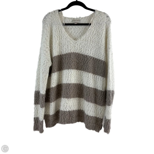 Sweater By Knox Rose In Tan & White, Size: Xxl