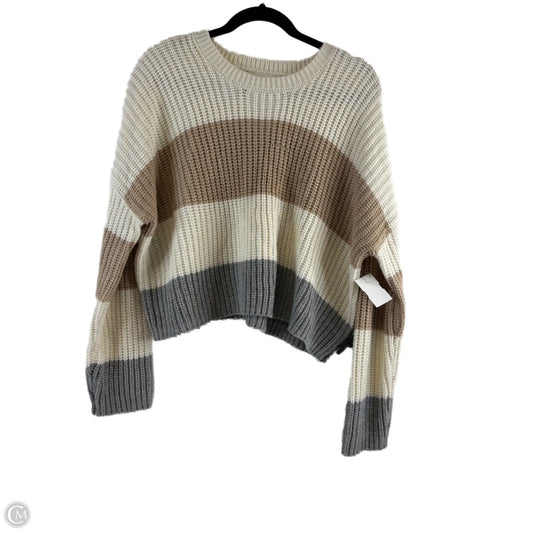 Sweater By Moon And Madison In Cream & Grey, Size: L