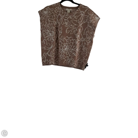Sweater Short Sleeve By Cynthia Rowley In Brown & White, Size: L
