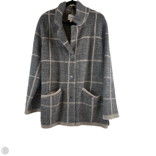Sweater Cardigan By Cyrus In Grey & Tan, Size: L