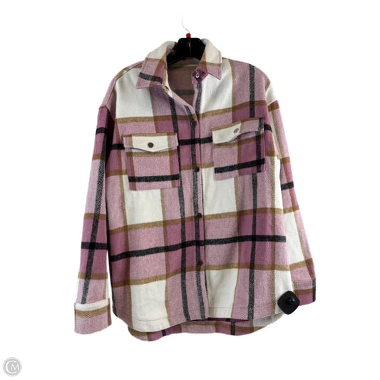 Jacket Shirt By Bailey Rose In Pink & Tan, Size: S