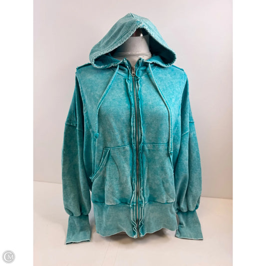 Sweatshirt Hoodie By Zenana In Aqua, Size: M