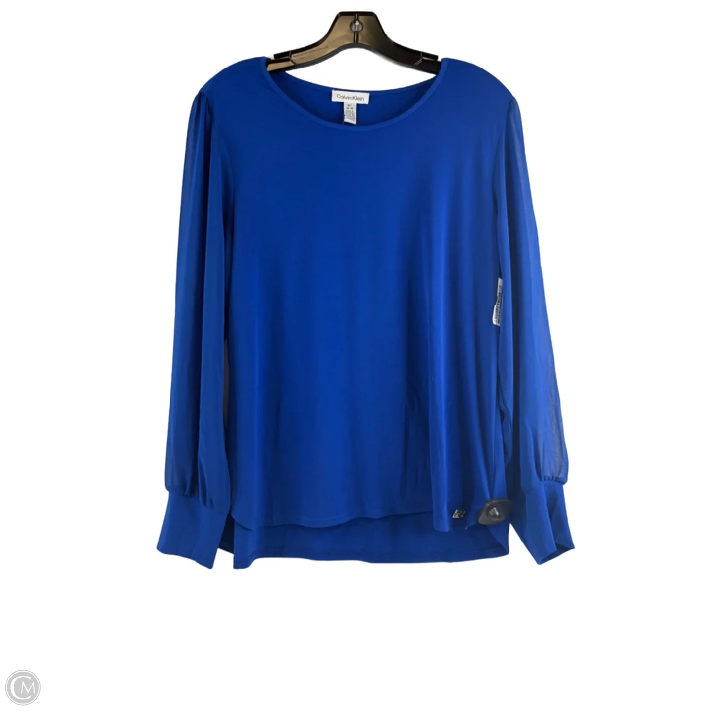 Top Long Sleeve By Calvin Klein In Blue, Size: M