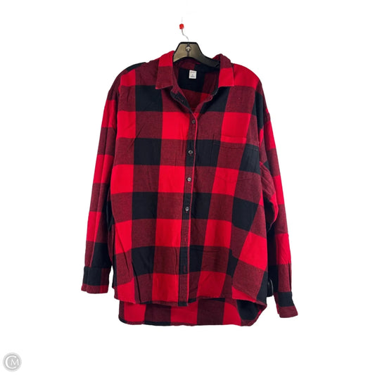 Top Long Sleeve By Old Navy In Black & Red, Size: Xl