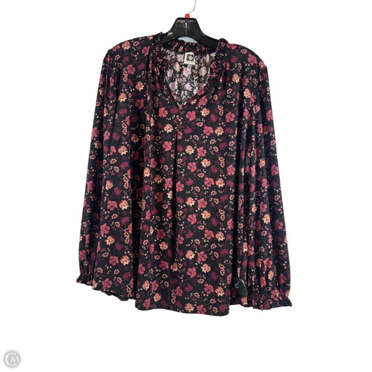 Top Long Sleeve By Anne Klein In Black & Purple, Size: Xl